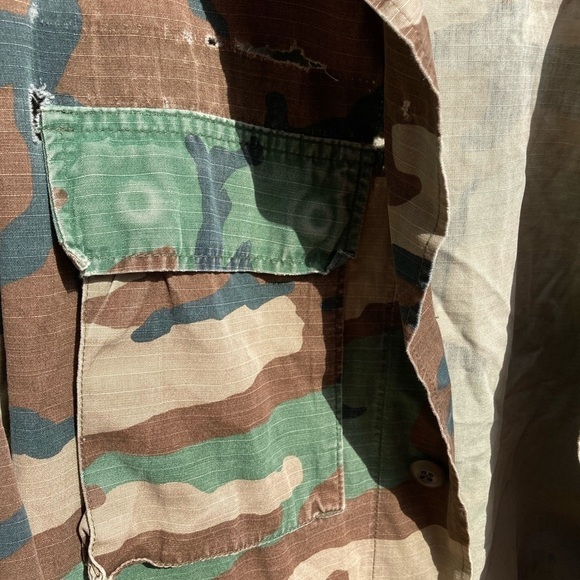 Men's Vintage Unbranded Jacket Camo Button-Down NO SIZE DISTRESSED 80s Grunge - Picture 14 of 16